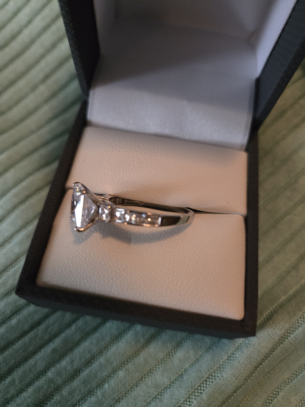 Womens Ring :Silver Princess-Cut Engagement Ring - Picture 2 of 3